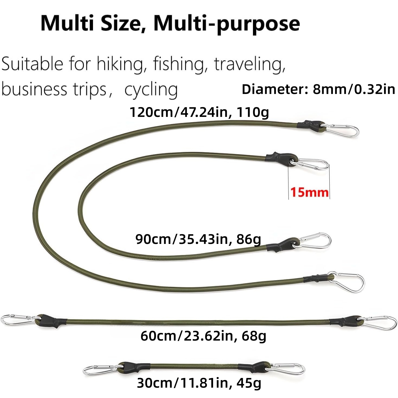 2Pcs Elastic Rope Aluminum Hoo - Outdoor Furniture Rope 评论和价格