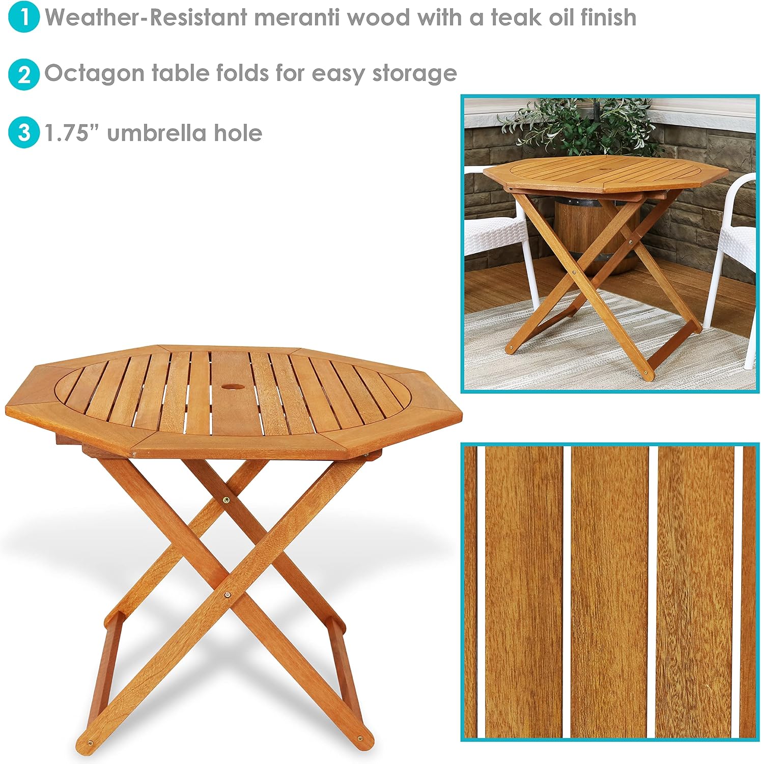 Meranti Wood Folding Outdoor T - Outdoor Furniture One Piece 评论和价格