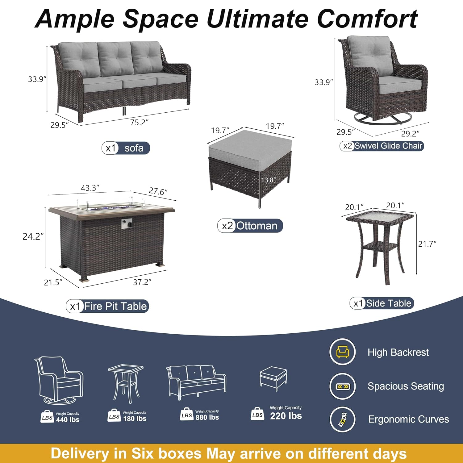 7-Piece Patio Furniture Set, O - Outdoor Furniture Bali 评论和价格