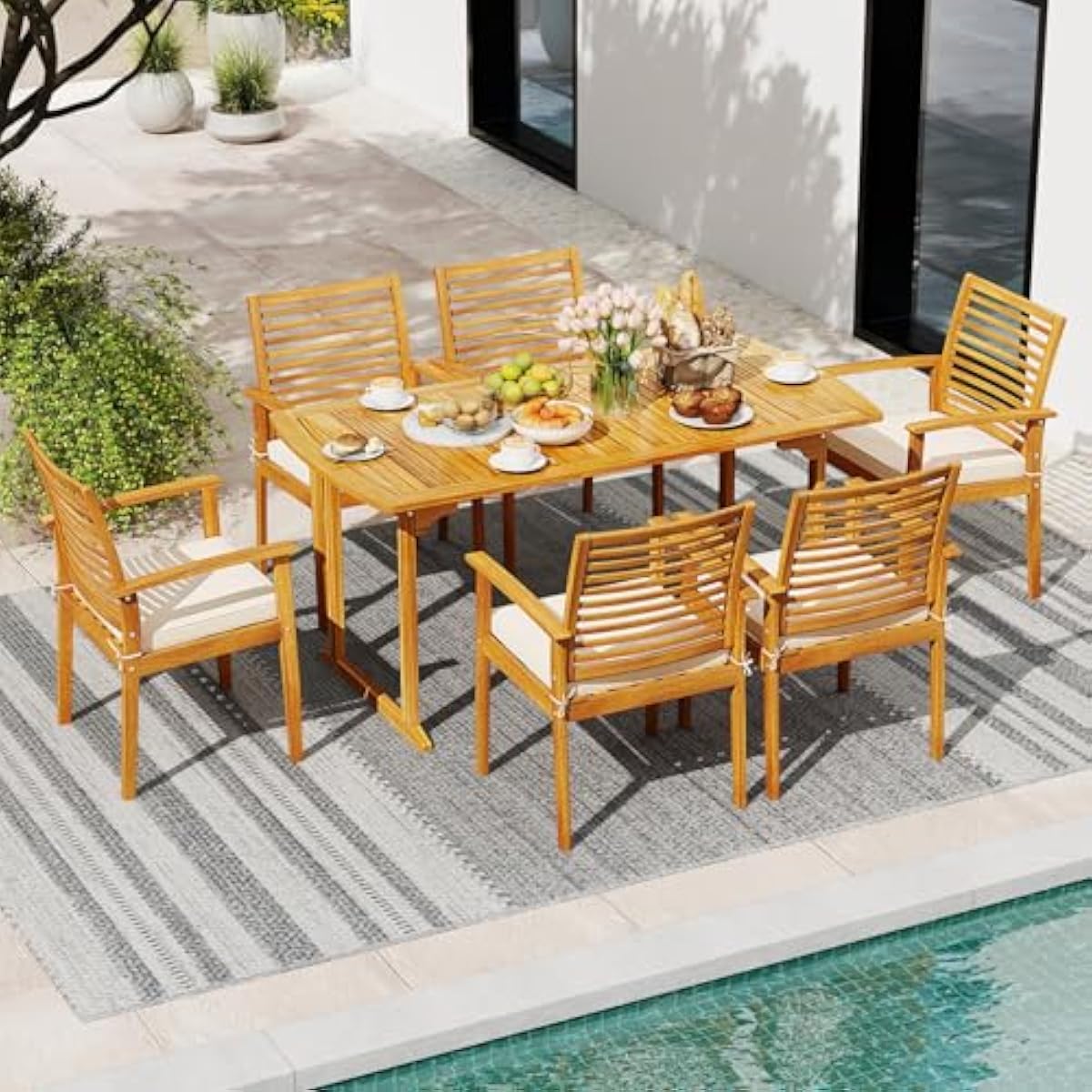 Seven-piece outdoor dining ens - Outdoor Furniture One Piece 评论和价格